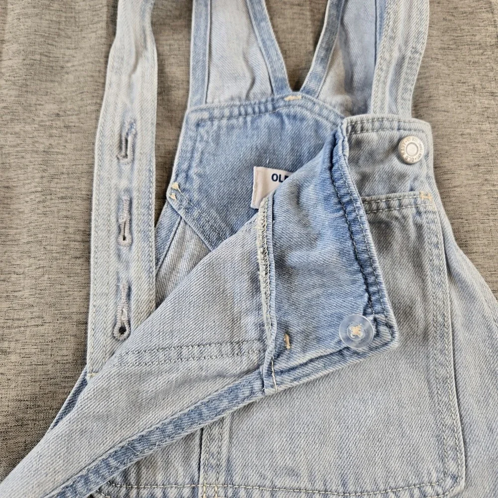 Old Navy Girl's Overall Shorts 100% Cotton‎ Light Wash Adjustable Straps XL